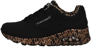 Skechers Women's Uno Love Sneaker, Black Durabuck/Rose Gold Trim, 3 UK