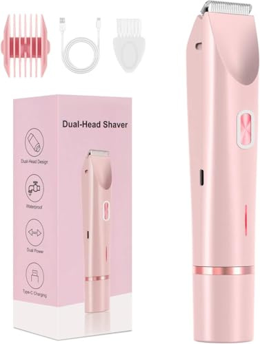 Dermave Bikini Shaver - Electric Bikini Trimmer for Women, Painless Hair Removal for Face, Body & Intimate Areas (Pink)