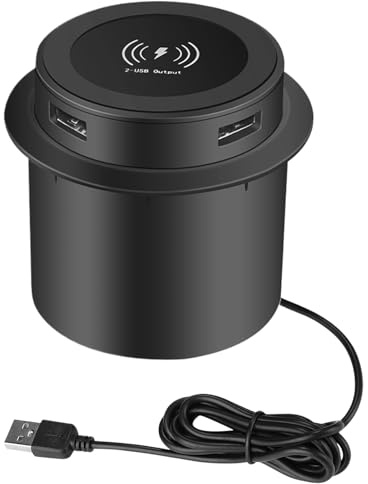 Caricatore wireless integrato da scrivania, caricabatterie wireless invisibile, caricabatterie senza fili, ricarica intelligente da scrivania USB, accessori multifunzionali per telefoni cellulari per