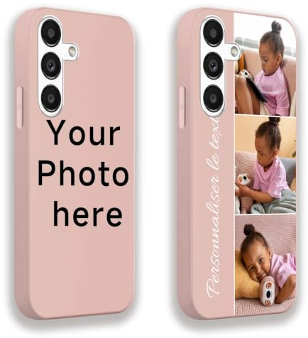 DCPPCY Personalisierte Handyhülle mit Foto Text für Samsung Galaxy A55 5G, Handyhülle Selbst Gestalten mit Mehreren Bild Text, TPU Stoßfest Hülle Personalisierte Foto Hüll für Familie