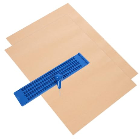 KOCKSHION Kit di Scrittura Braille Tavoletta in Plastica Blu Resistente e Riutilizzabile per Non Vedenti, Stilo Ergonomico e Fogli di Pratica Inclusi