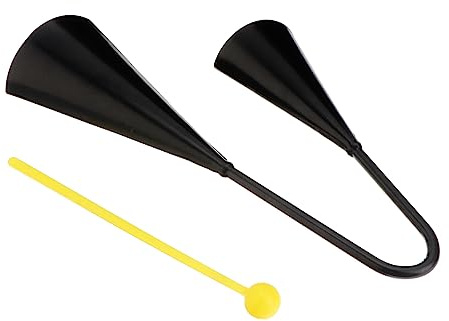 minkissy Robuste Metall Kuhglocke Doppelte Ausführung Großformat mit Holzhammer Musikinstrument für Draußen Klassenzimmer Jubel