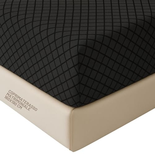 SONIT - Copri Materasso Matrimoniale 160x190 cm con Angoli Elasticizzati 1 Pz - Coprimaterasso Grigio Scuro