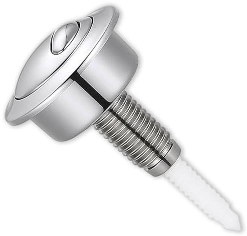 1Pcs Toilet Flush Buttons, Round Head Dual Toilet Push Button Flush Replacement,Easy Installation, Universal Compatibility, Bathroom Toilet Cistern Flush Repair(Silver)