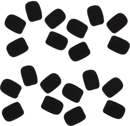 HANABASS 20 Piezas Fundas de Esponja para Micrófonos de Solapa Protectores de Micrófonos Paravientos de Diadema Negras Accesorios