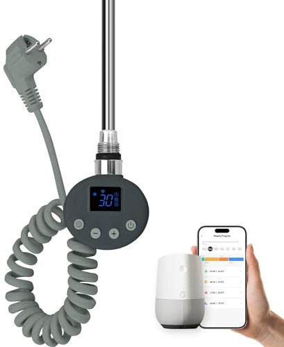 EMKE Barra riscaldante con termostato per termosifoni da bagno, 600 W, cartuccia di riscaldamento intelligente WiFi, in acciaio inox, per radiatore, scaldasalviette, scaldasalviette, elettrico
