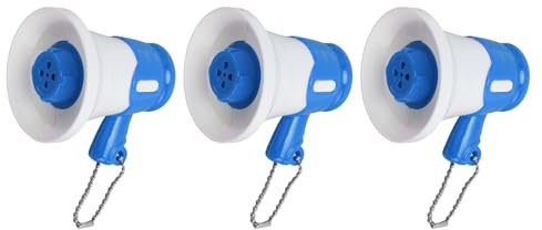 Hztyyier Mini-Megaphon-Spielzeug, Lustiger Musik-Lautsprecher-Schlüsselanhänger mit Integrierten Liedern für Rollenspiele für, 3 Stück Megaphon-Schlüsselanhänger für (BLUE)