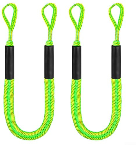 Yuanpgky Corde d'amarrage pour ski, bateau – Ligne de quai élastique de 1,2 m extensible jusqu'à 1,7 m, résistance à la traction de 1 043,3 kg, noyau en latex élastique avec polyéthylène (vert jaune)