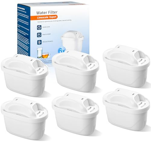 6-Pack Brita Universal Filter Cartridges, Replacement for All Brita Filter Jugs – Long-Lasting Performance & Safety: Reduces Limescale, Chlorine, Lead, Copper for Appliance Care and Healthier Water