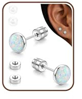 Chriscoco G23 Titan Ohrringe Damen Opal Medizinische Ohrringe Hypoallergen | Titan Ohrstecker mit Schraubverschluss,Silber Ohrringe für Mädchen Kinder,Piercing Ohr,Opal Schmuck