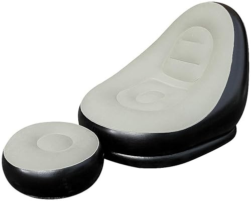 Semptec Urban Survival Technology Aufblasbare Gartensessel: Aufblasbarer Sessel und Fußhocker, belastbar bis 90 kg, grau-schwarz (Aufblasbare Lounge Sessel, Campingsessel aufblasbar, Luftsessel)