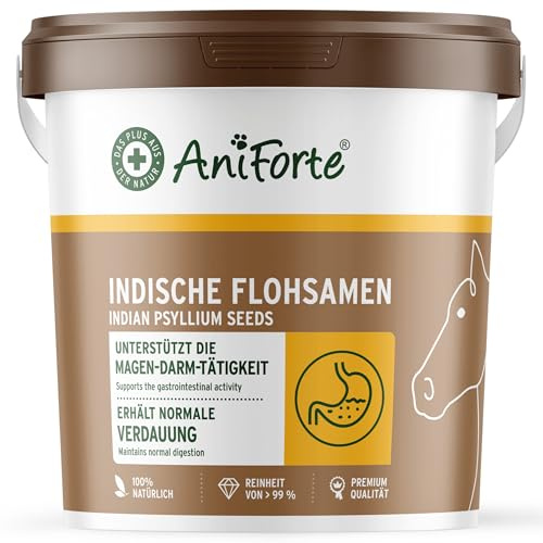 AniForte Flohsamen Pferd 3kg – Indische Flohsamenschalen & Psyllium bei Kotwasser, Sandkoliken & Verstopfung, für Darmreinigung & Verdauung, optimiert Kotbeschaffenheit, Rohkost-Qualität