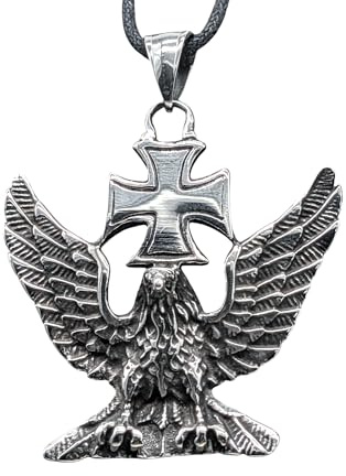 Kiss of Leather Großer Adler Anhänger aus Edelstahl mit Königskette, 4,5 mm dick, 50-60 cm lang