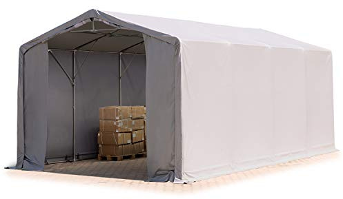 TOOLPORT Zelthalle 6x8 m / 3m Seitenhöhe Garage Industriezelt Lagerhalle PVC Plane 850 N wasserdicht grau