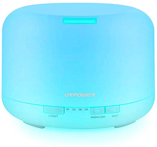 URPOWER Upgraded 500ML Essential Oil Diffuser Humidifiers Ultrasonic Aromatherapy Diffusers with 4 Timer Settings and Waterless Auto Shut-Off for Home Office Living Room Yoga Spa