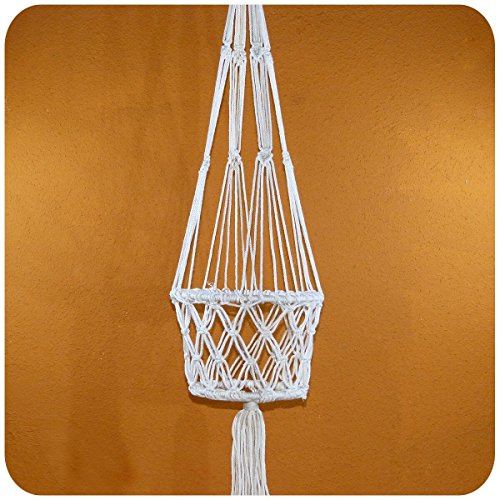 Simandra handgefertigter Makramee Blumenampel Hängeampel geknotet, Knüpftechnik Pflanzen-hänger Planthanger, Boho Vintage Shabby Chic geknüpft groß