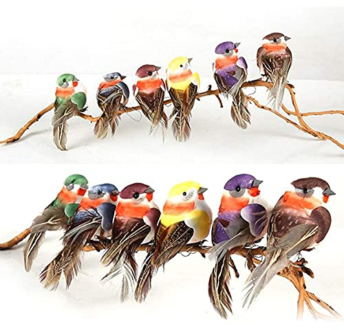 LWINGFLYER 12pcs Artificial Simulation Foam Feather Bird 3.5inch Mini Sparrow Ornaments for Crafts Seasonal Display Wreaths Decoration Tree Decor Party Accessories (Claw)