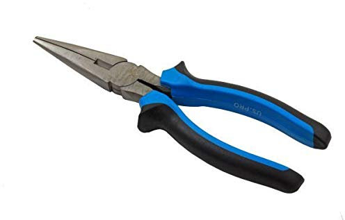 US PRO Tools 8 200mm Straight Long Nose Pliers NI-FE Finish Comfort Grip 2215