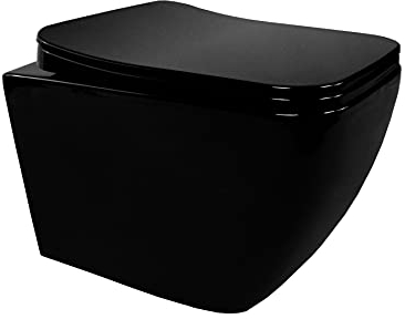 i-flair Hänge WC spülrandlos Toilette inkl. Softclose Absenkautomatik Cube schwarz