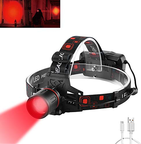 WESLITE Stirnlampe Rotlicht LED Wiederaufladbar, 1000 Lumens Rot Licht Stirnlampen USB Stirnlampe Rotlicht für Jagd Rotes Licht Kopflampe Stirnlampe 3 Modi für Astronomie, Nachtsicht(Rot LED)
