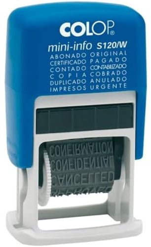 Sello de entinaje s 120/wd formula/fecha 4mm español azul/negra colop 105001