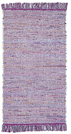 Wohnidee Luxor Living Frida Tapis en Coton, Fibres Naturelles tissés à la Main, Aubergine, 60 x 120 cm
