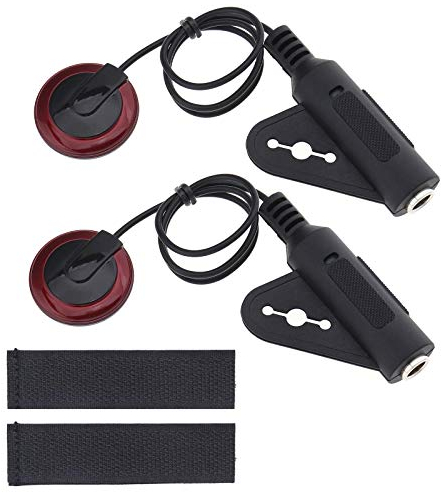 Piezo-Tonabnehmer-Kontaktmikrofonwandler-Set mit Klebstoff, 1/4-Zoll-Buchse, 30,5 cm Kabel, für Gitarre, Banjo, Ukulele, Violine, Mandoline, Cello, Kalimba, Harfen, 2 Stück