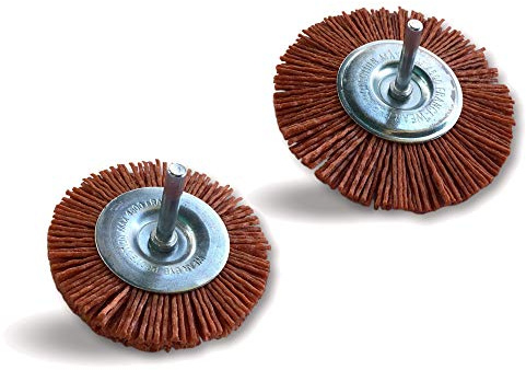 Kibros Lot 3 assortiments 2 brosses rot. nylon grain 80 Ø 75-100 mm | 2 diamètres Ø 75 et 100 mm, nylon abrasif grain 80, tige 6 mm, perceuse ou visseuse, décapage nettoyage.