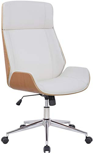 CLP Bürostuhl ergonomisch mit Armlehne Varel, Schreibtischstuhl mit modern drehbar und höhenverstellbar Gestell, Rückenlehne kippbar | Farbe Natur/weiß