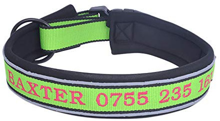Muka Personalisierte Reflektierende Hundehalsband Halsband für Hunde mit gestickter Tiername Telefonnummer