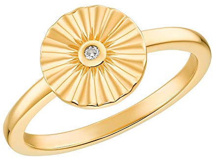 s.Oliver Ring 925 Sterling Silber Damen Ringe, mit Zirkonia synth., Gold, Münze, Kommt in Schmuck Geschenk Box, 2031432