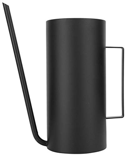 Kuuleyn Regadera, 1.5L, Acero Inoxidable Negro, caño Largo, Planta de Flores, Maceta para césped, Patio, jardín