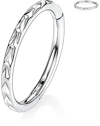hengkaixuan 16G Pyramid Pattern Designed Nasenringe Septum Ohrmanschette Helix Clicker Scharnierring 316L Surgical Steel Segment Knorpel Ohrringe Hoop Daith Piercing Schmuck