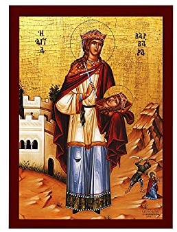 Heilige Barbara-Ikone, handgefertigte griechisch-orthodoxe Ikone des großen Märtyrers St. Barbara, byzantinische Kunst Wandbehang, religiöses Geschenk