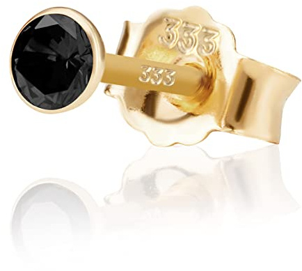 NKlaus Einzel 3,5mm 333 Gelb Gold 8 K Ohrstecker Drittohrstecker, Ersatzohrstecker Einzelohrstecker Zirkon Amethyst Butterfly Verschluss Damen Mädchen
