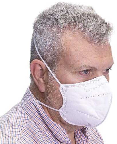 FFP2 Respiratory Face Mask, Pocket Folded Design with Adjustable Head Straps for Maximum Comfort & Secure Fit, Pack of 10, White, Universal Size, 1 Count