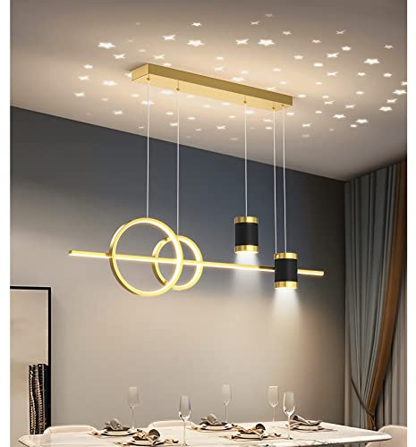 Bellastein LED Hängeleuchte esstisch Pendelleuchte Mit Fernbedienung Hängeleuchte Höhenverstellbar Pendellampe Moderne LED Pendelleuchte für Esszimmer Schlafzimmer Küche Büro Lampe (Gold, L100cm)