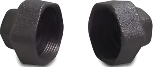 KNM Trade Halbkupplung Set Pumpen Gusseisen 25 bar Innengewinde | Schwarzes Gusseisen, Überwurfmutter, Pumpenverbindung, DVGW-zertifiziert, 1 1/2 Zoll, 1 Zoll