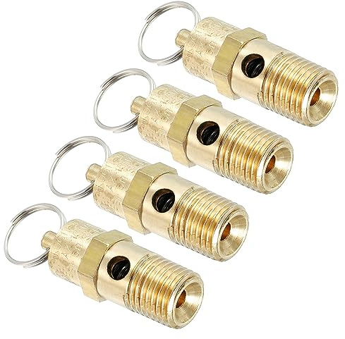 PATIKIL 1/4 Male NPT Safety Valve, 4 Pack Pressure Release Valve for Air Compressor, 150 PSI Set Pressure