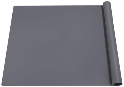 Stor silikonmatta, 70 x 50 cm, för epoxiharts, hantverksunderlägg, pysselmatta, underlägg för barn, mångsidigt, med non-stick-beläggning, halkfritt silikonunderlag, bordsunderlägg (mörkgrå)