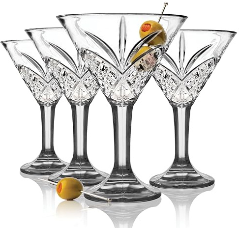 Godinger Martini Glasses, Cocktail Glasses, Martini Drinking Glasses, Crystal Cocktail Glass Set - Dublin Collection, Set of 4