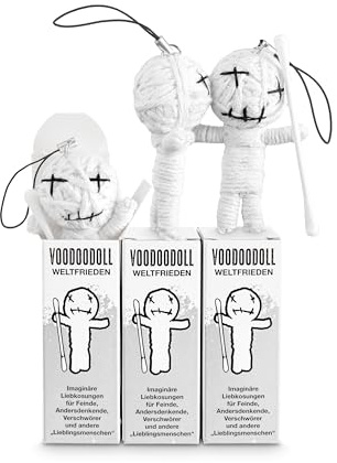 Voodoo Puppe Weltfrieden 3er-Pack Voodoo Doll to go Voodoo-Doll imaginäre Streicheleinheiten für Andersdenkende, Verschwörer und andere Lieblingsmenschen Geschenk im Karton 5 x PRYM Stecknadel