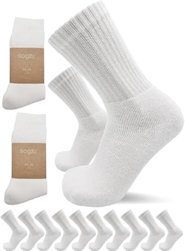 sogzz Tennissocken | bis 20 Paar | Größen 35-50 | Herren Damen Sportsocken, Arbeitssocken, Tennis Sport Freizeit Arbeit Socken Unisex, Schwarz Weiß Grau Modell: Sport Basic
