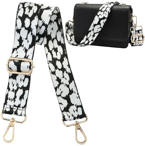 Navaris Handväskrem 75–138 cm – bärrem för handväska – väskrem – väskrem – väskrem – axelrem för kaki leopard handväska, Svartvit leopard, 75-138 cm