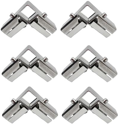 Yuqim Lot de 6 colliers de serrage carrés de 2,5 cm en acier inoxydable pour tube carré en forme de L (3 voies)