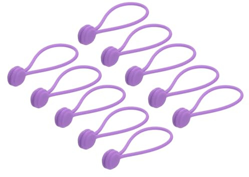 sourcing map Magnetic Cable Clips 7.5 Inch x 0.6 Inch Purple Magnetic Cord Organizer Cable Ties Reusable Twist Ties for Home, Kitchen, Office, 10 Pcs