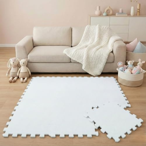 LittleTom 9 Piezas Alfombra Bebé Desde el Primer Mes - 30x30 cm Colchoneta de Espuma EVA Acolchada - Superficie Puzzle Antideslizante para Niños Pequeños - Suelo Protector para la Habitación Infantil