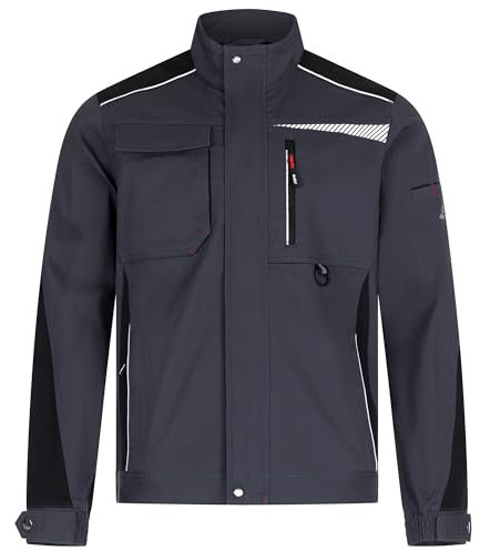 BWOLF DAYTONA Chaqueta de Trabajo para Hombre de Algodón y Elástico con Elastano y Multibolsillos, Gris y negro., XXL