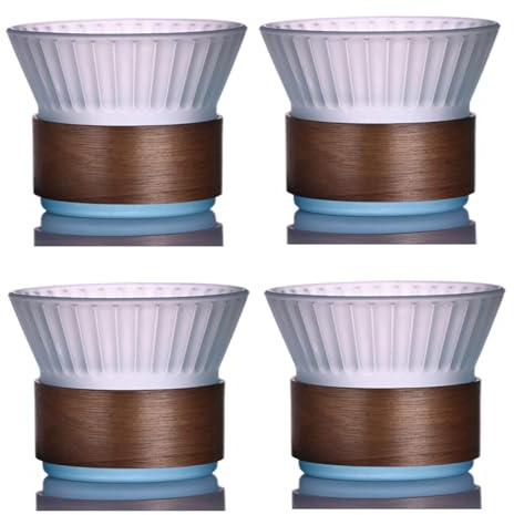 OyaYung Latte macchiato-glas set borosilikatglas kaffekoppar diskmaskinssäkert glas set om 4 stycken 220 ml kaffeglas teglas med skållskydd bamburing för cappuccino te is mjölk (klar azurblå)