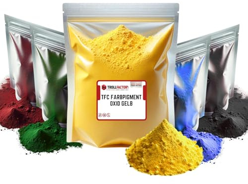 TFC Pigmento de color amarillo óxido – polvo de pigmento de alta cobertura para moldeos en relieve como Xyrarock, yeso, resina epoxi y hormigón, mate, resistente a la luz y resistente a la intemperie